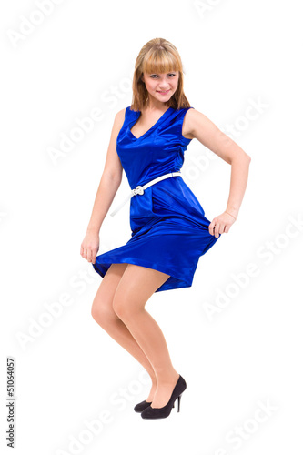 Photo: Full length of sensual woman in blue dress Full length of sensual woman in blue dress