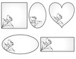 Vector: Set of labels with the silhouette of rose Set of labels with the silhouette of rose