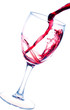 Splash of red wine in glass isolated on white background
