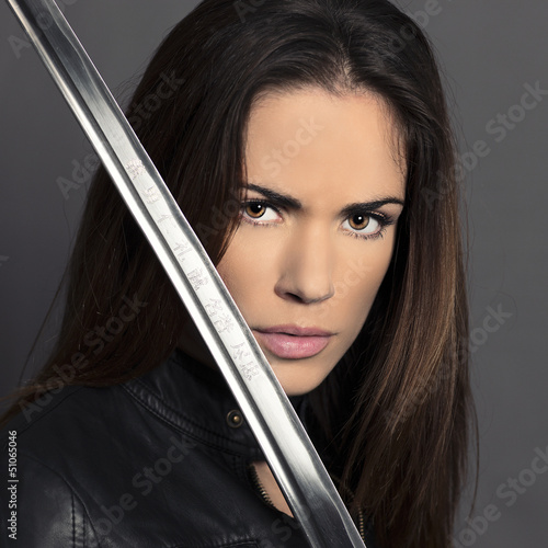 Photo: Portrait of girl with Katana Portrait of girl with Katana