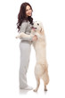 Beautiful young woman with a dog