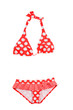 Frilly polka dots red bikini