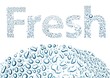 Fresh made of water drops, background on white