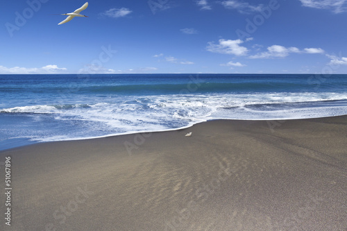 Photo: plage de sable noir, l''Etang-Salé, île de la Réunion plage de sable noir, l''Etang-Salé, île de la Réunion