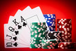 stack of chips with cards