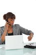Office assistant looking at the time