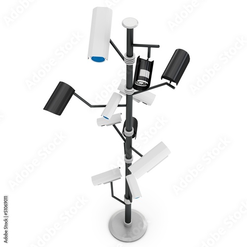 Illustration: 3d security cameras surveillance concept 3d security cameras surveillance concept