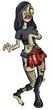 Ghoulish punk girl zombie in her punk rocker clothes
