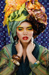 sensual easten girl with shawls on her head