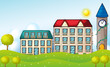 Two dormitories across the hill