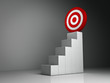 Steps and graph to the red target business concept