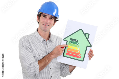 Photo: An architect promoting energy savings. An architect promoting energy savings.