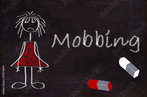 Photo: Kreidetafel, Strichmännchen, Kreide, Mobbing Kreidetafel, Strichmännchen, Kreide, Mobbing