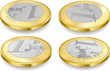 Vector: full set of one euro coins full set of one euro coins