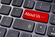 about us concept, message on keyboard