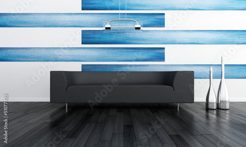Photo: Modern couch in front of wall | 3d interior Modern couch in front of wall | 3d interior