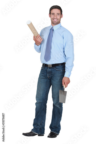 Photo: man holding a trowel man holding a trowel