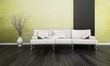 Modern couch in front of wall | 3d interior