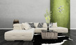 Modern couch in front of wall | 3d interior