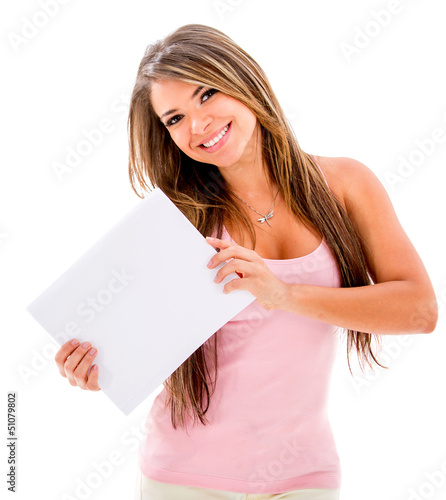 Photo: Woman holding a banner Woman holding a banner