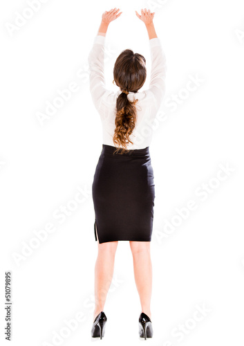 Photo: Business woman lifting something Business woman lifting something