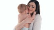 Family mother and a small child playing