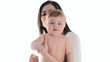 Family mother and a small child playing