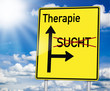 Wegweiser mit Therapie und Sucht