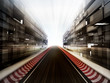 racetrack in glass bussiness city background