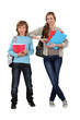 brother and sister ready for school