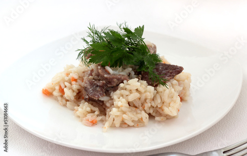 Photo: Rice with meat. Rice with meat.