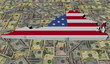 Virginia Map flag on American dollars illustration