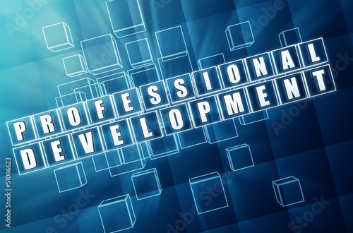 Illustration: profession development in blue glass cubes profession development in blue glass cubes