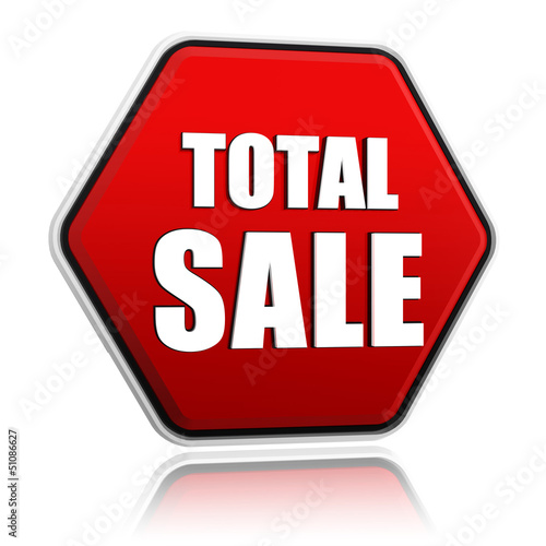 Illustration: total sale in red hexagon banner total sale in red hexagon banner