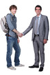 Student shaking teacher's hand