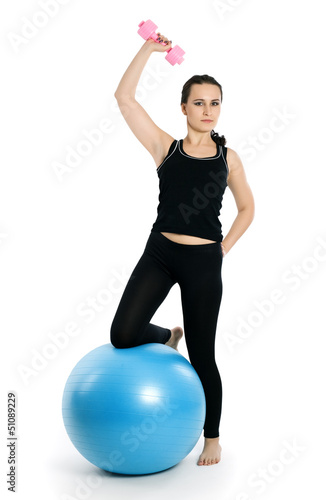 Photo: fitness exercises with blue ball fitness exercises with blue ball