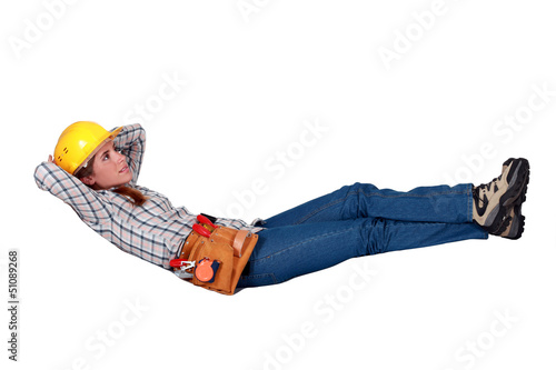 Photo: Carpenter having a lie down Carpenter having a lie down