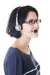 Attractive customer support representative smiling