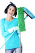Happy cleaning woman portrait.