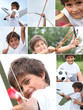 Mischievous little boy playing outdoors