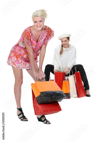 Photo: Two women with shopping bags Two women with shopping bags