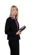 Blond businesswoman holding diary