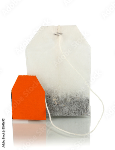 Photo: Tea bag isolated on white. Tea bag isolated on white.