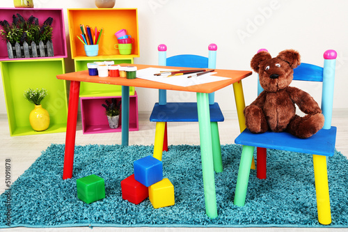 Photo: Small and colorful table and chairs for little kids Small and colorful table and chairs for little kids