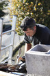 Roofer hard at work