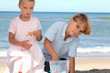 kids playing on the beach