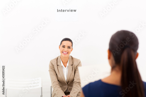 Photo: woman during job interview session woman during job interview session
