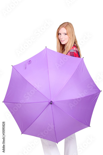 Photo: portrait of a young woman with big umbrella portrait of a young woman with big umbrella