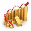 Business concept. Grow in the gold price.