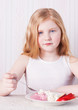 smile girl is eating healthy food